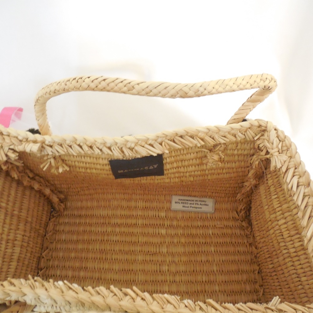 Nannacay Woven Reed Pom PomTote - Picture 5 of 9